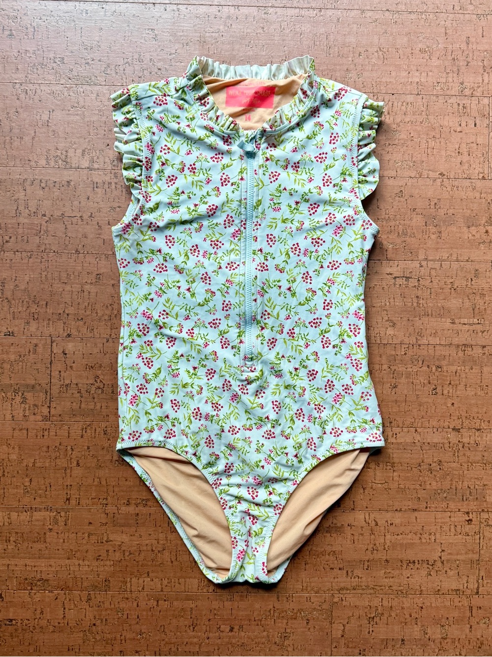 Crewcuts by J.Crew Floral Ruffle Rash Guard Swimsuit Size 14